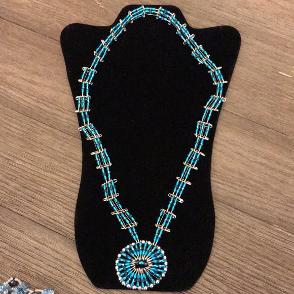 Vintage boho arts and crafts safety pin and bead necklace pair plus one bead - Picture 2 of 16